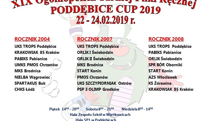 Przed nami XIX Ogólnopolski Turniej Piłki Ręcznej Poddębice Cup 2019
